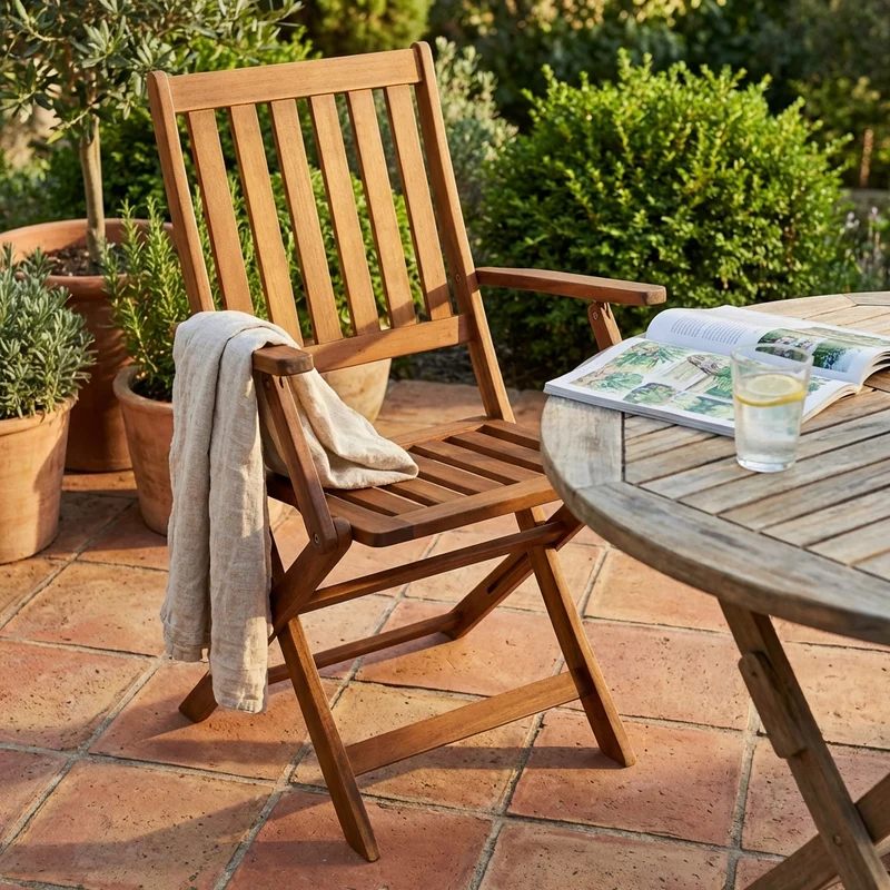 Poltrona da Giardino Pieghevole in Legno Acacia cm 55x57x91 - JIMI