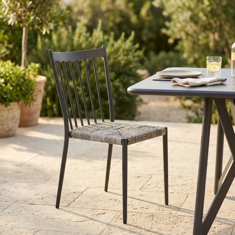 Sedia da Giardino Impilabile in Alluminio Wicker cm 46x57x86 - BURTON