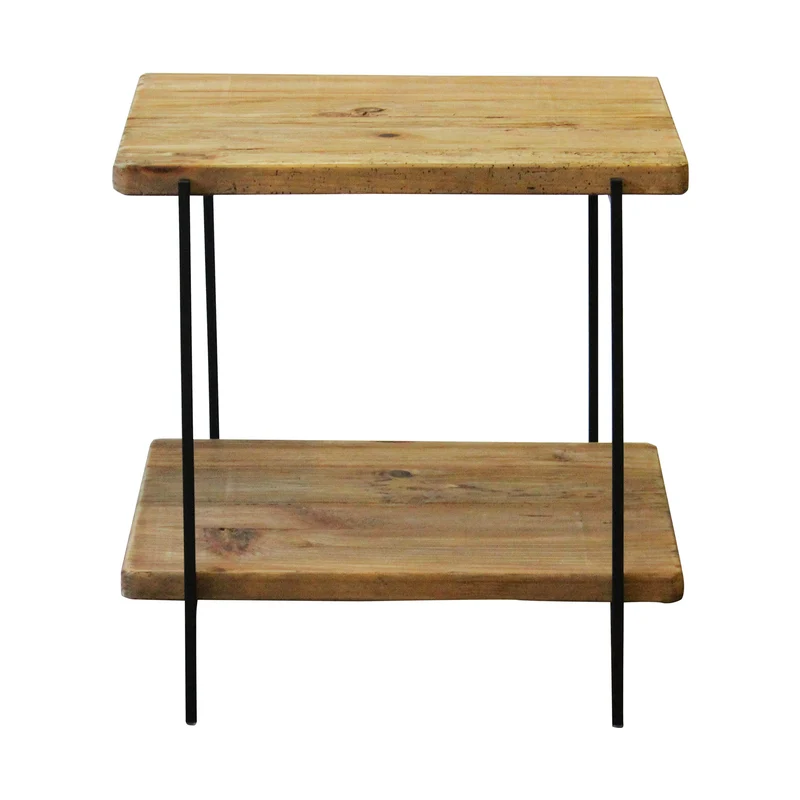 Tavolino in pino riciclato con doppio ripiano cm 50x40 - PINE