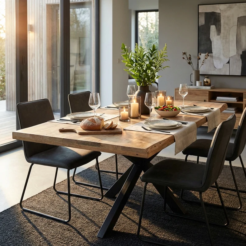Tavolo da pranzo in legno di acacia 220x100 cm - WYATT