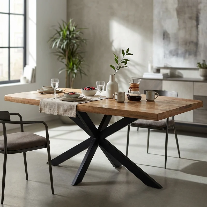Tavolo da pranzo in legno di acacia 220x100 cm - WYATT