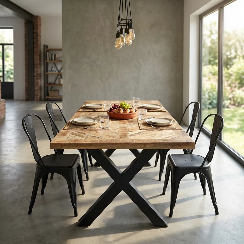 Tavolo da pranzo in legno di acacia 180x90 cm - FOSTER