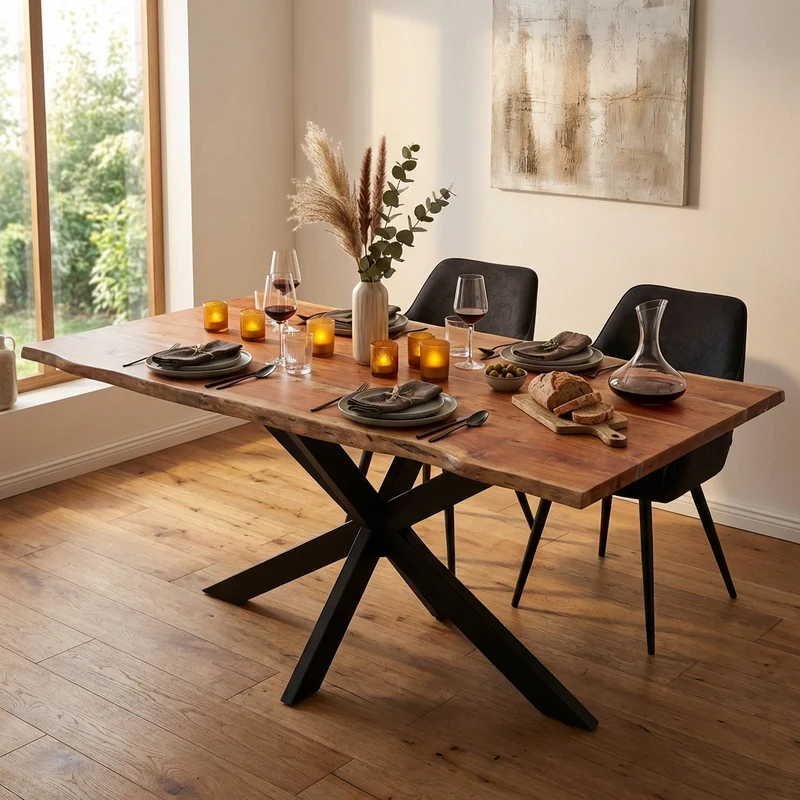 Tavolo da pranzo in legno di acacia 180x90 cm - GRANT