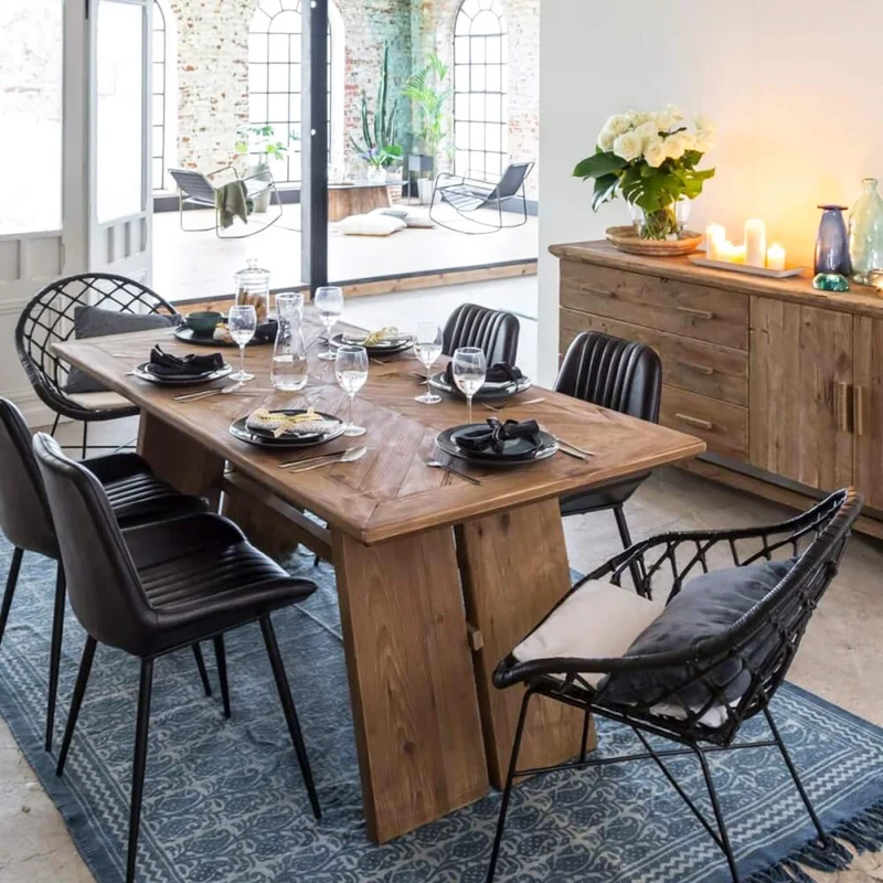 Tavolo da pranzo in legno di pino riciclato cm 180x95 - PINE