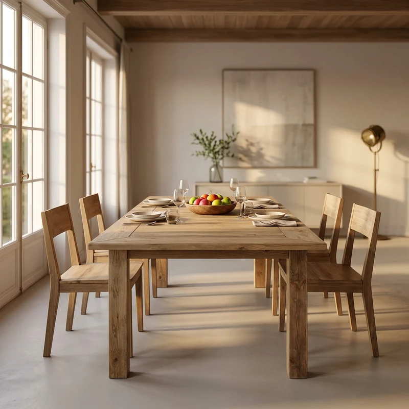 Tavolo da pranzo allungabile in legno di pino riciclato 224/304x105 - PINE