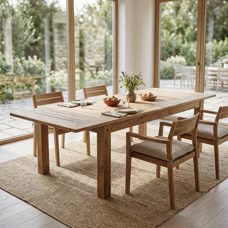 Tavolo da pranzo allungabile in legno di pino riciclato 224/304x105 - PINE