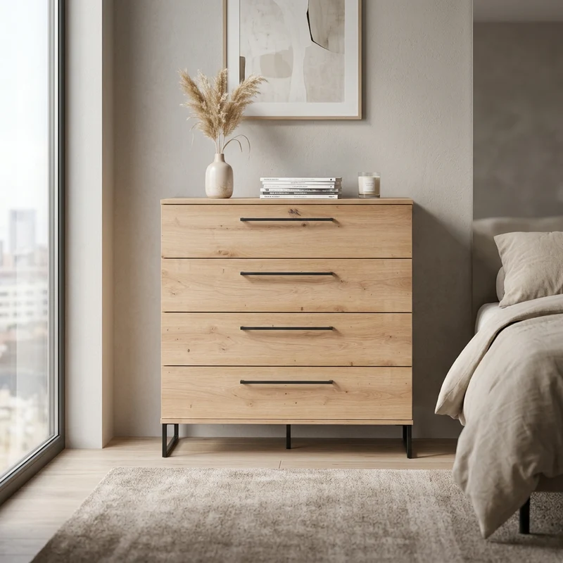 cassettiera moderna 4 cassetti cm 91 5x42x92 5 h - ZENWOOD