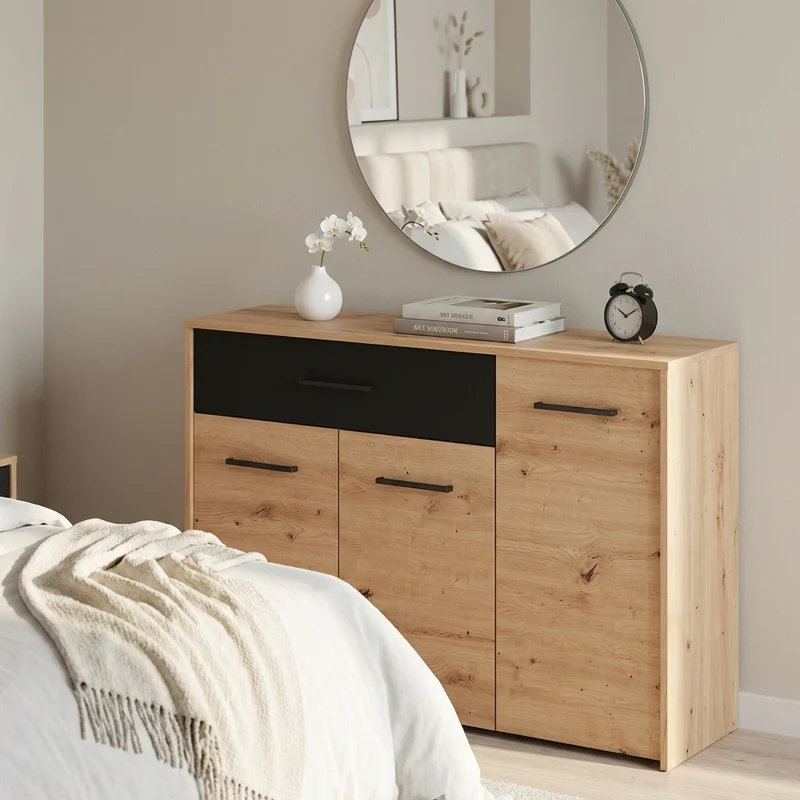 comò tre ante un cassetto moderno minimal in legno cm 119 2x33 2x80 5 h - TIMBER