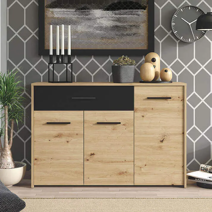 comò tre ante un cassetto moderno minimal in legno cm 119 2x33 2x80 5 h - TIMBER
