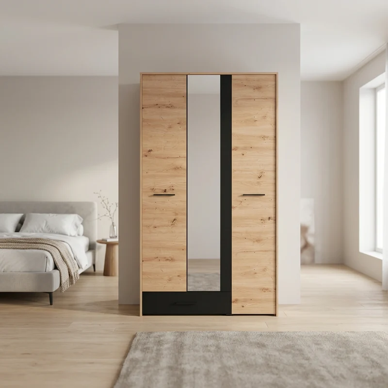 armadio tre ante moderno minimal in legno cm 119x53x203 7 h - CAD