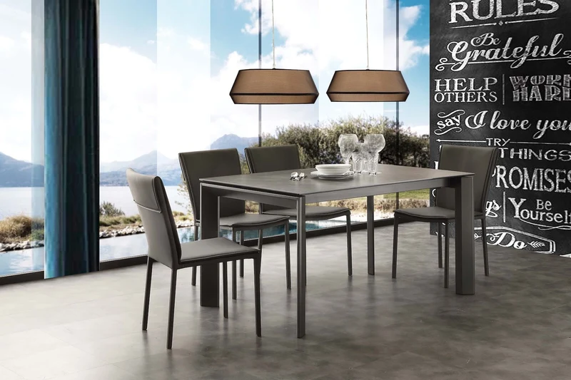 Tavolo allungabile in acciaio e ceramica Duarte Duo