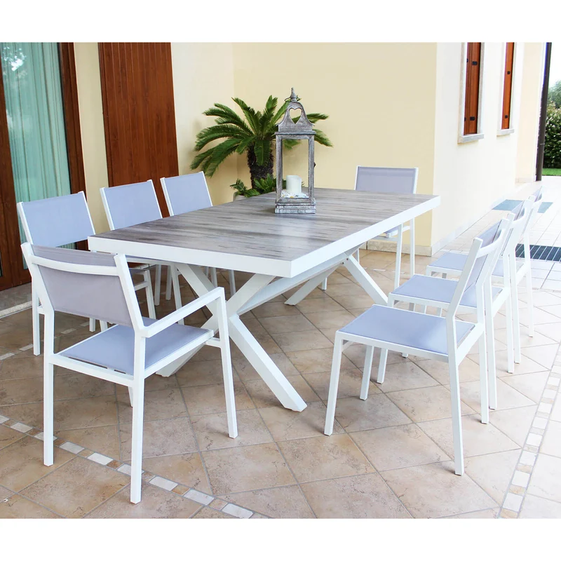 Tavolo da Giardino piano in Ceramica in Alluminio Gress cm 200x100x75 - SALLY