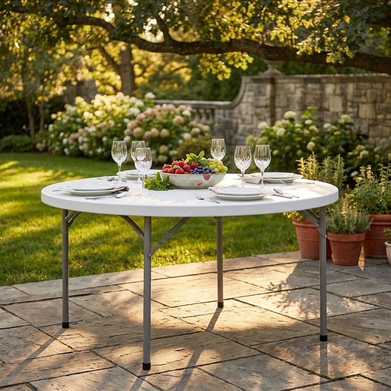 Tavolo catering 120 cm in Metallo cm 120x120x74 - CATE