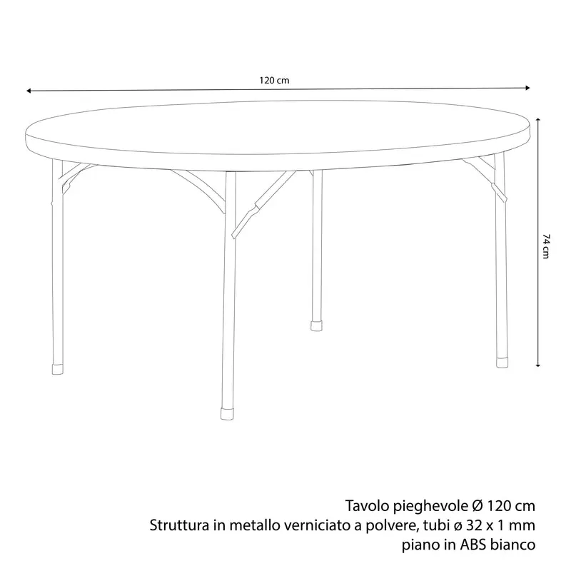 Tavolo catering 120 cm in Metallo cm 120x120x74 - CATE