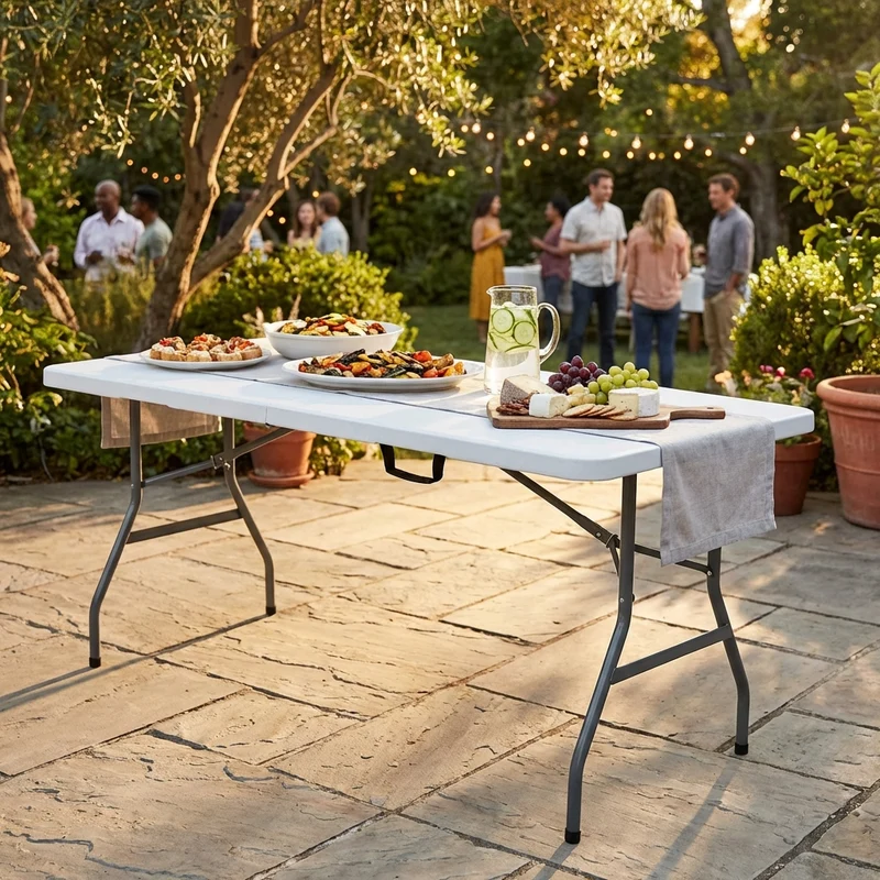 Tavolo catering 150 in Acciaio Plastica cm 152x70x74 - CATE
