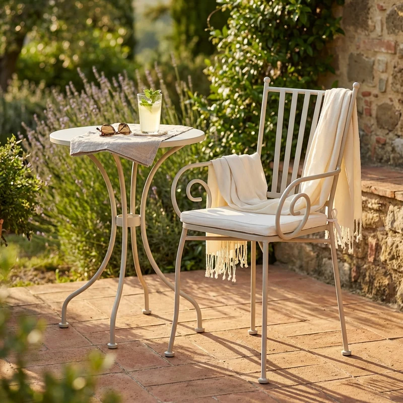 Poltrona da Giardino con cuscino in Acciaio cm 53x53x90 - NEVIL