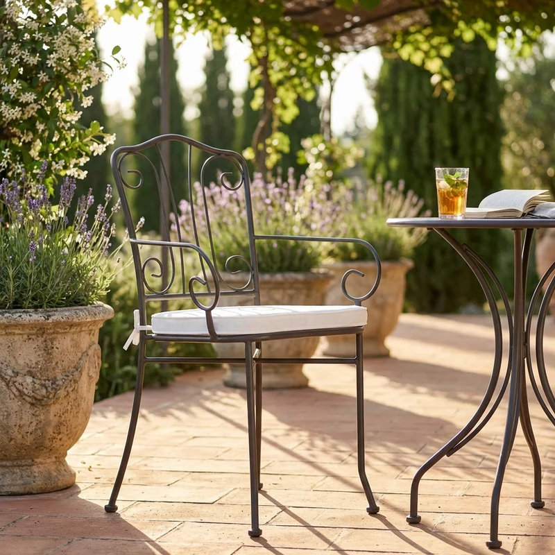 Poltrona da Giardino con cuscino in Acciaio cm 53x55x90 - NEVIL