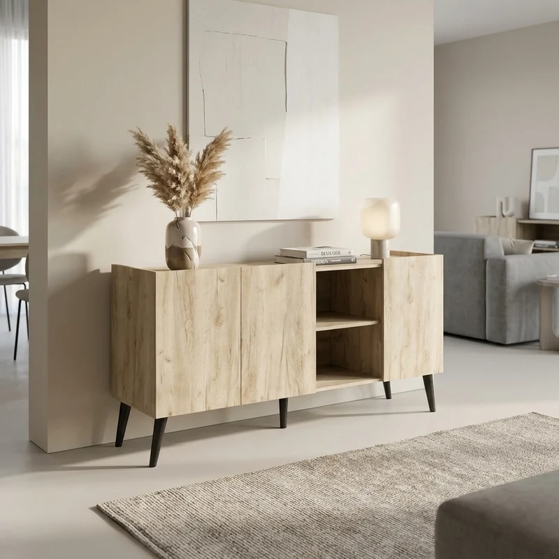 Madia di design con 3 ante in Legno Composito cm 160x41x89 - THOMAS