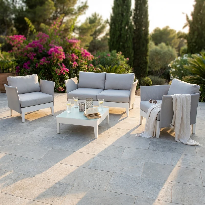 Salotto da Giardino 4 posti con Tavolino in Alluminio Textilene - LOVEL