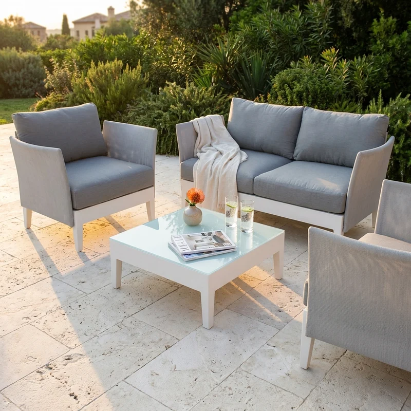 Salotto da Giardino 4 posti con Tavolino in Alluminio Textilene - LOVEL