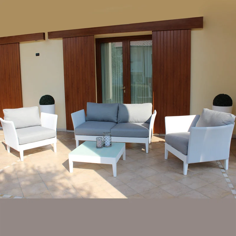 Salotto da Giardino 4 posti con Tavolino in Alluminio Textilene - LOVEL