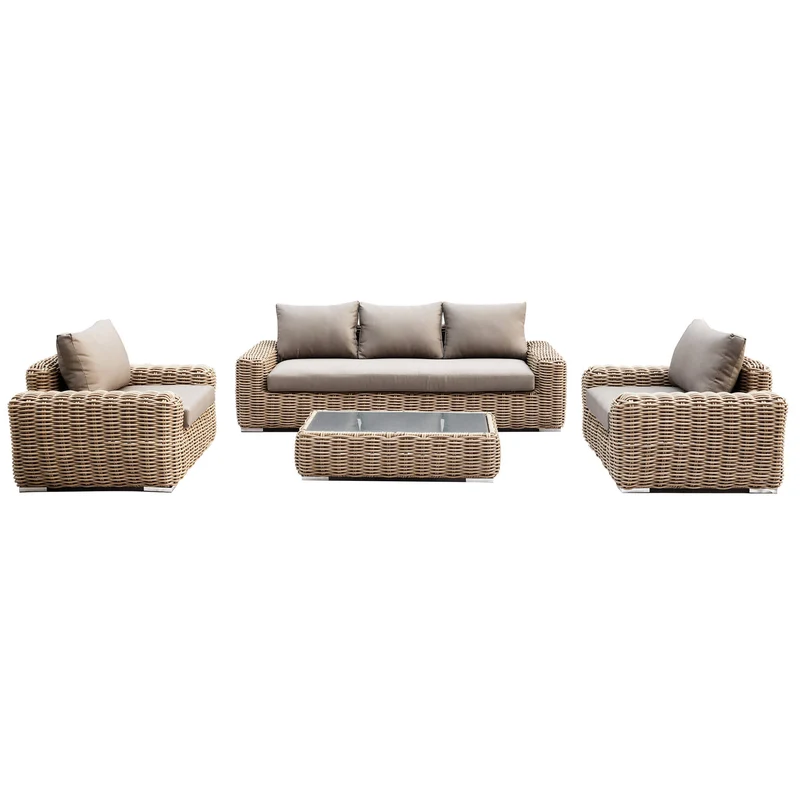 Salotto da Giardino 5 posti con Tavolino in Alluminio Wicker - RALPHIE