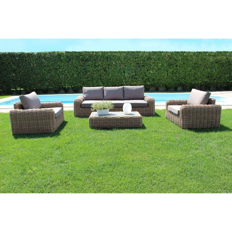 Salotto da Giardino 5 posti con Tavolino in Alluminio Wicker - RALPHIE