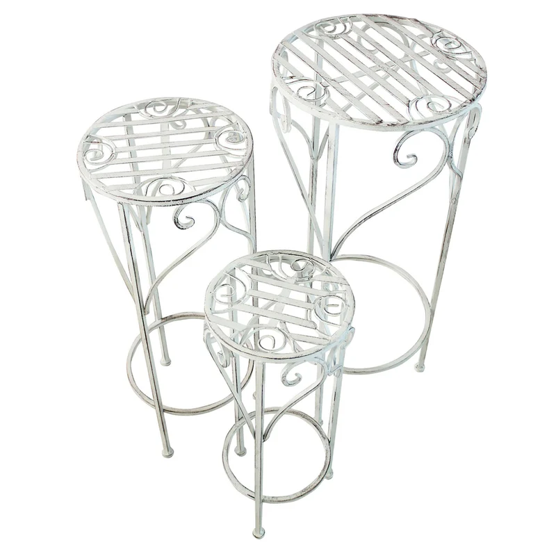 Set di 3 fioriere in stile provenzale in Acciaio cm 37x37x72 - DRISCOLL
