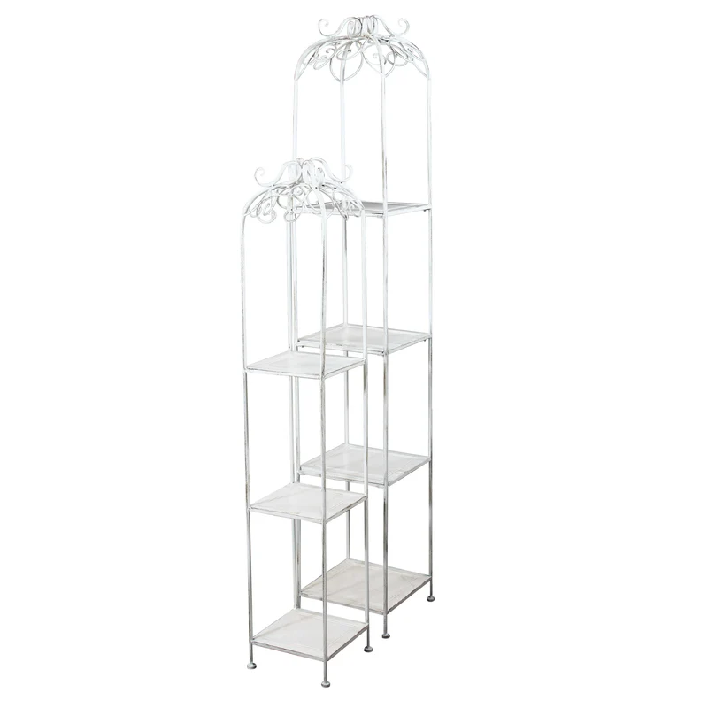 Set di 2 scaffali stile provenzale verniciato in Alluminio cm 27x27x162 - DENHOLM
