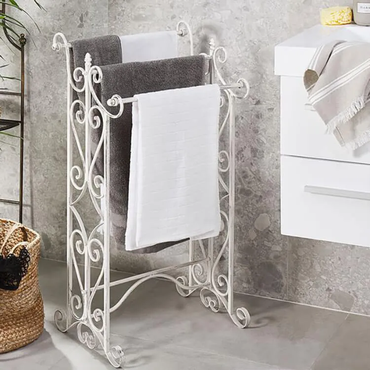 Porta asciugamani stile provenzale verniciato in Acciaio cm 44x34x90 - KEITH