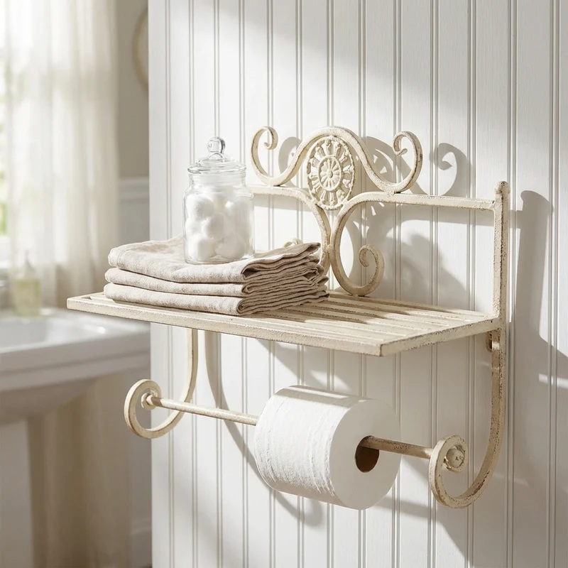 Porta carta stile provenzale verniciato in cm 41x16x33 - LAUNCE
