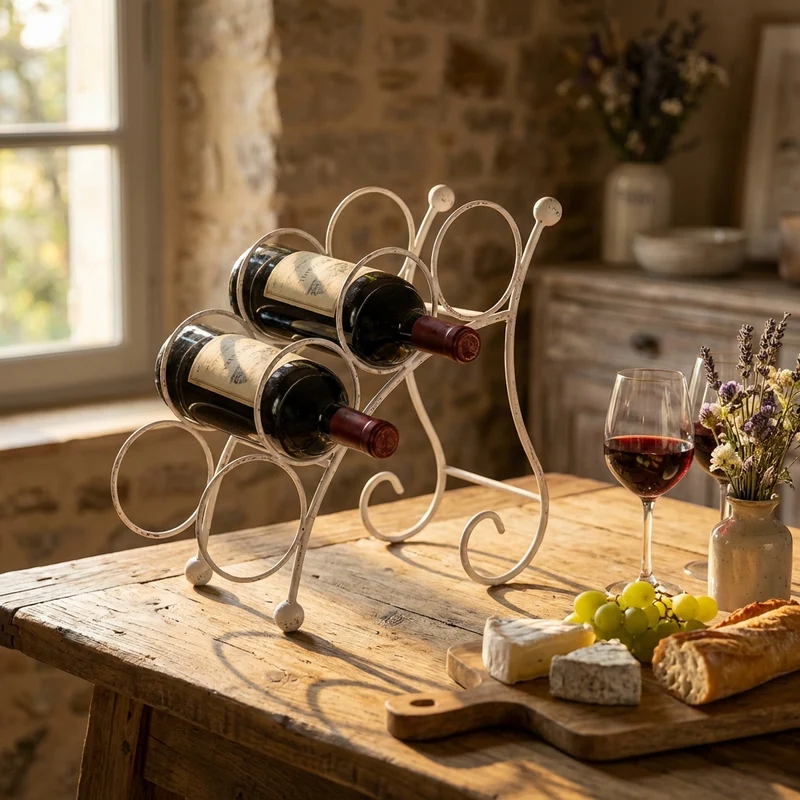 Portabottiglie stile provenzale verniciato in Acciaio cm 36 5x19x33 - VINCE