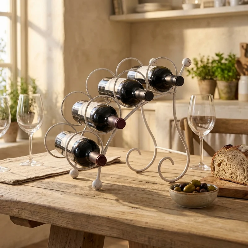 Portabottiglie stile provenzale verniciato in Acciaio cm 36 5x19x33 - VINCE