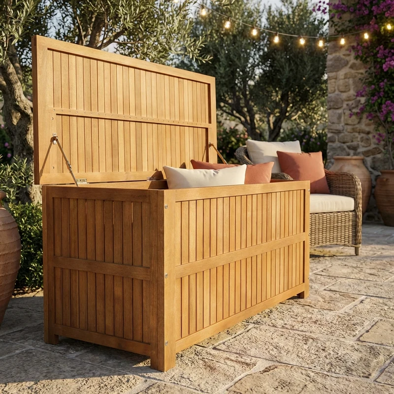 Baule porta cuscini da Giardino in Legno Acacia cm 130x55x59 - COOPER