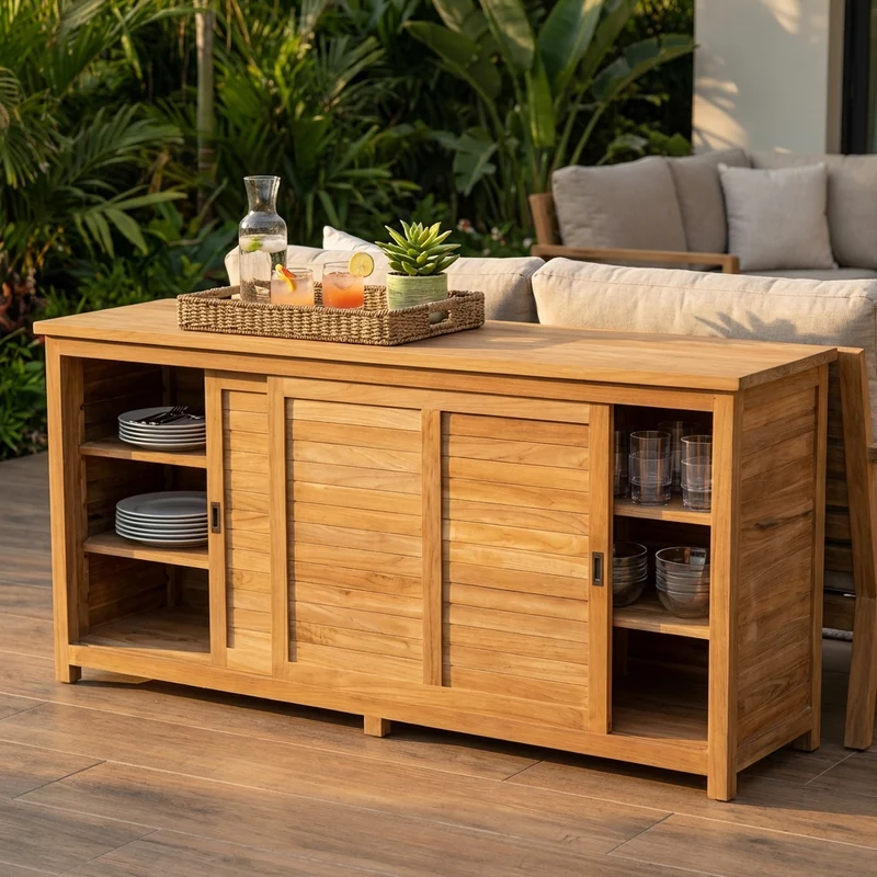 Mobile da Giardino in Legno Teak cm 200x60x90 - JULIAN