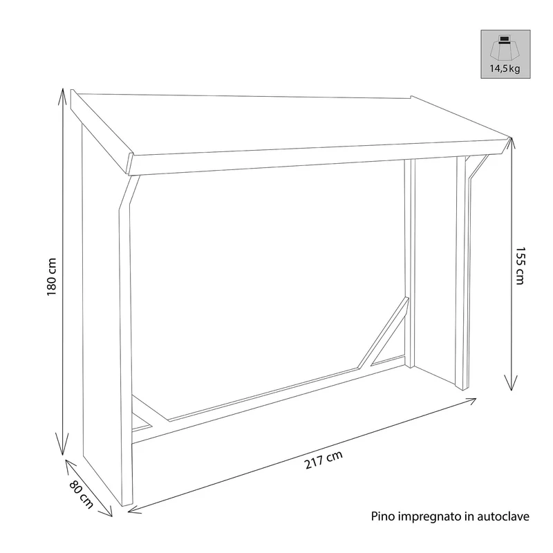 Legnaia da Giardino impregnata in Legno cm 217x80x180 - SACHEVERELL