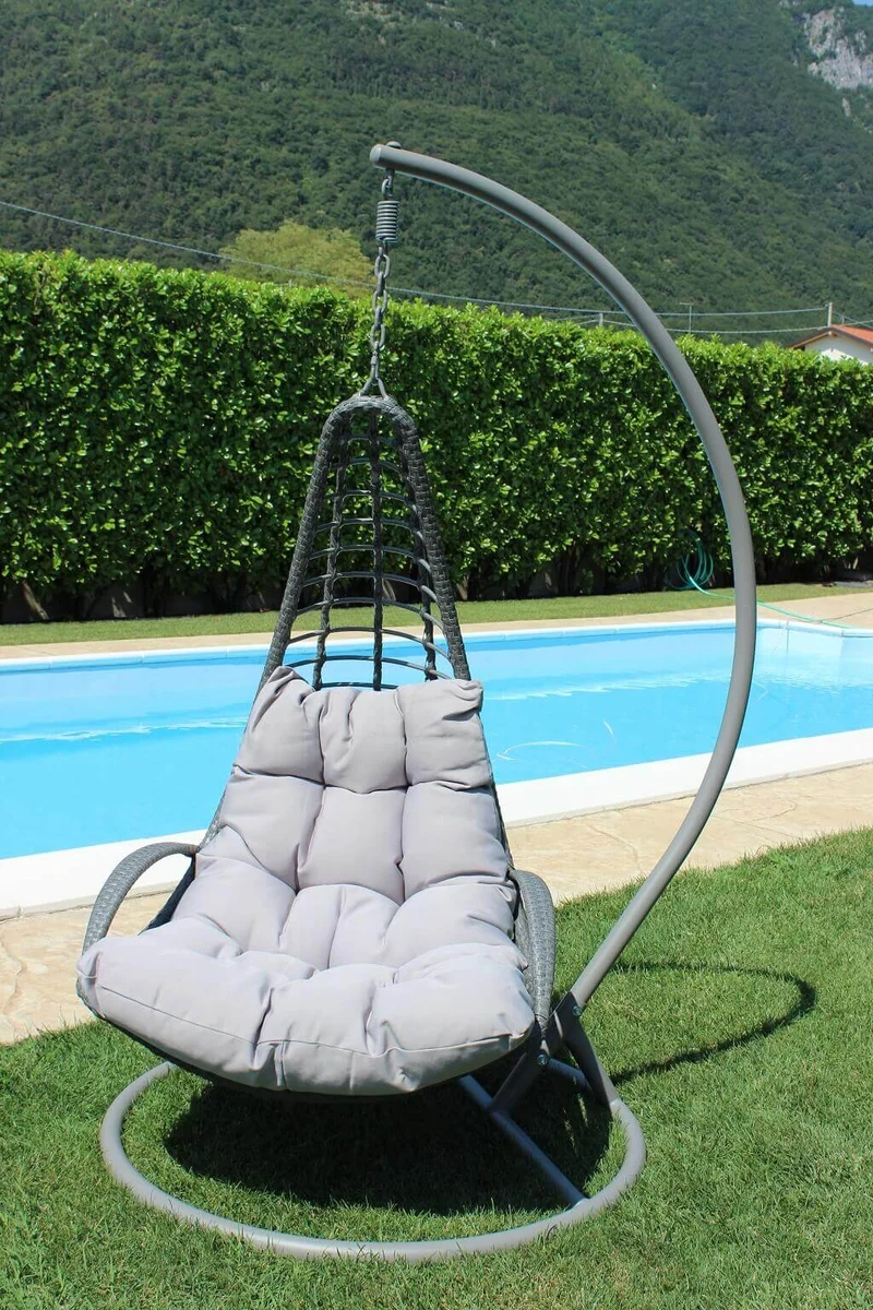 Poltrona Sospesa da Giardino in Wicker Acciaio cm 105x105x186 - WILLOUGHBY