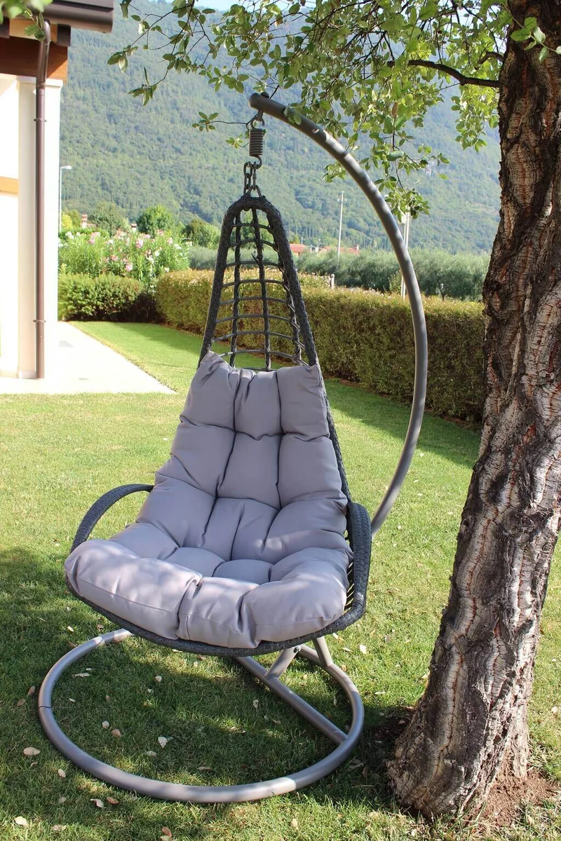 Poltrona Sospesa da Giardino in Wicker Acciaio cm 105x105x186 - WILLOUGHBY