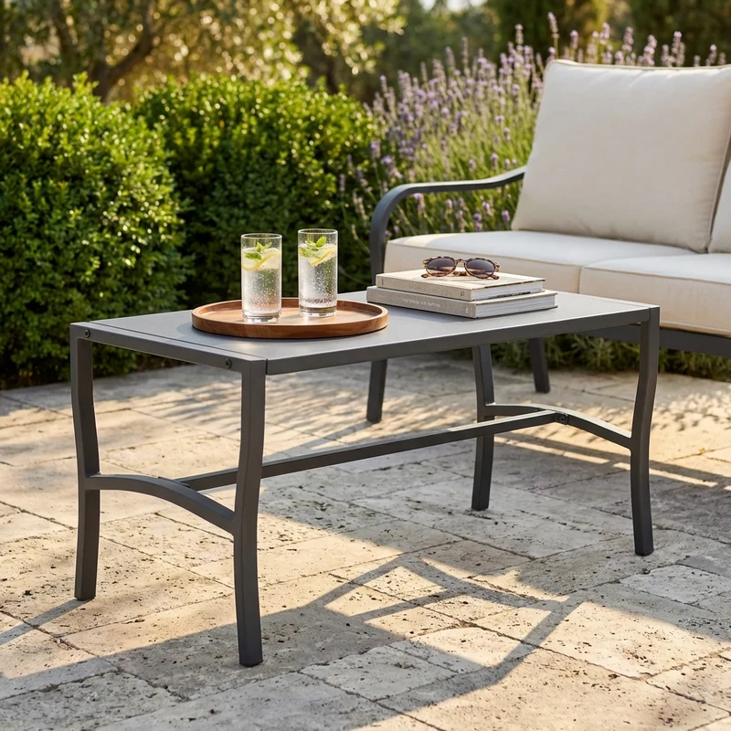 Tavolino da Giardino in Acciaio Acciaio cm 92x45x45 - SHELDON
