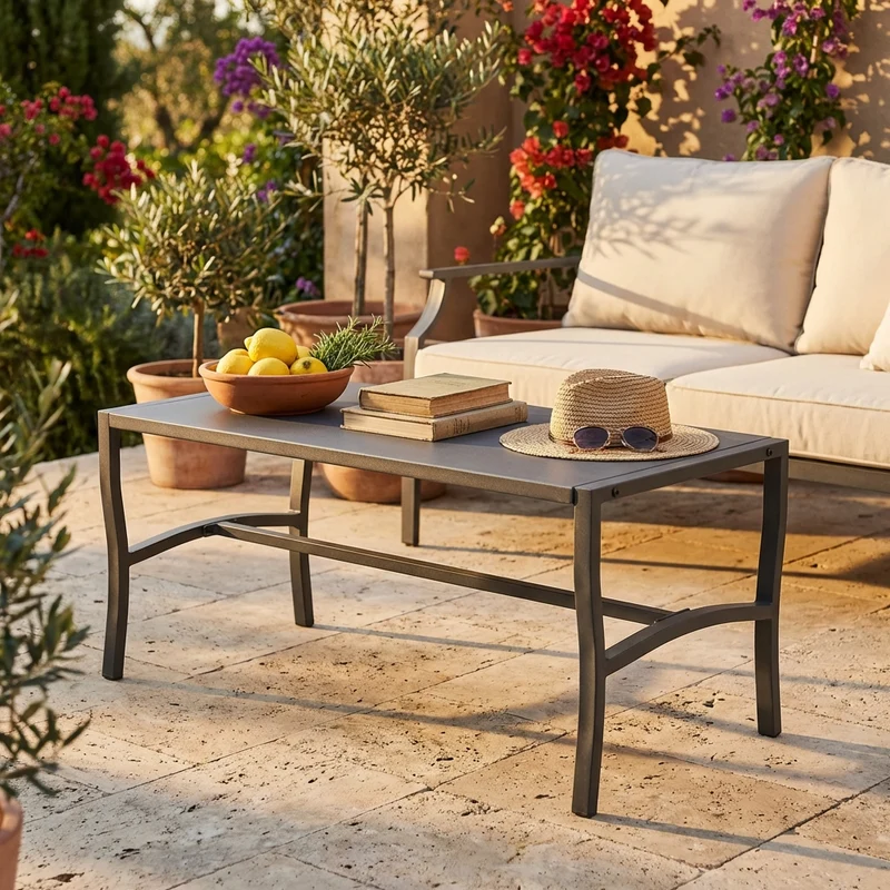 Tavolino da Giardino in Acciaio Acciaio cm 92x45x45 - SHELDON