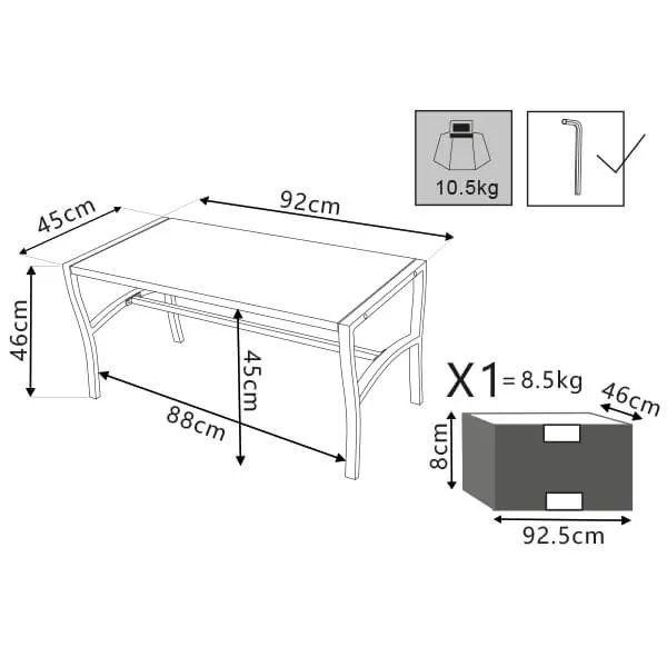 Tavolino da Giardino in Acciaio Acciaio cm 92x45x45 - SHELDON