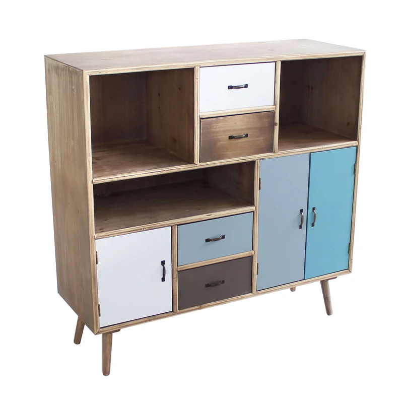 Mobiletto 3 ripiani 3 ante 4 cassetti in Legno cm 100x36 5x81 - BEAUMONT