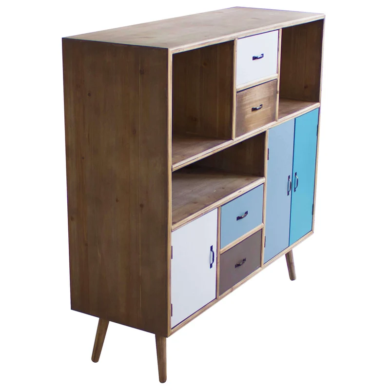 Mobiletto 3 ripiani 3 ante 4 cassetti in Legno cm 100x36 5x81 - BEAUMONT
