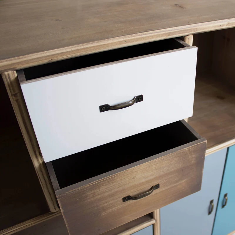 Mobiletto 3 ripiani 3 ante 4 cassetti in Legno cm 100x36 5x81 - BEAUMONT