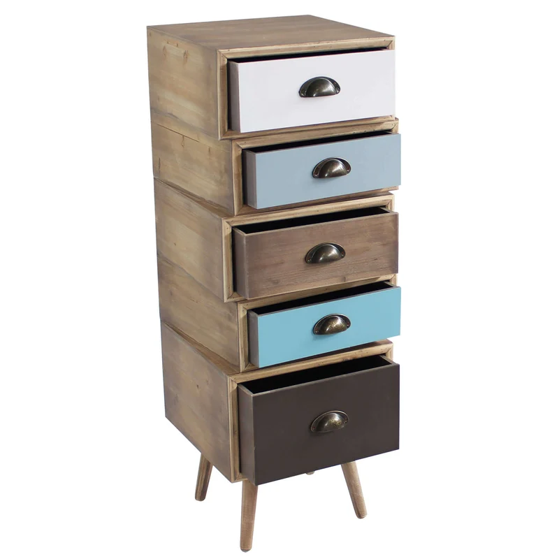 Cassettiera per soggiorno Industrial in Legno cm 40x36 5x81 - DENNY