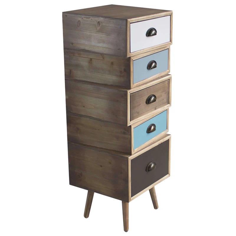 Cassettiera per soggiorno Industrial in Legno cm 40x36 5x81 - DENNY