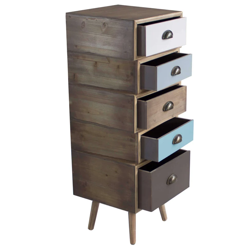 Cassettiera per soggiorno Industrial in Legno cm 40x36 5x81 - DENNY