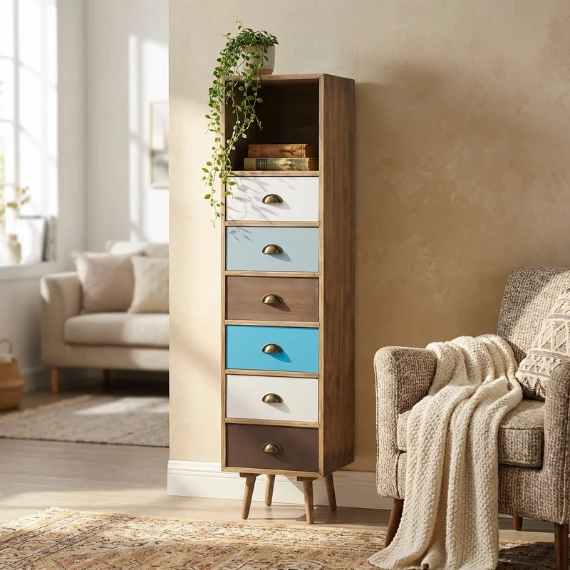 Cassettiera per soggiorno Industrial in Legno cm 40x36 5x144 - WILLY
