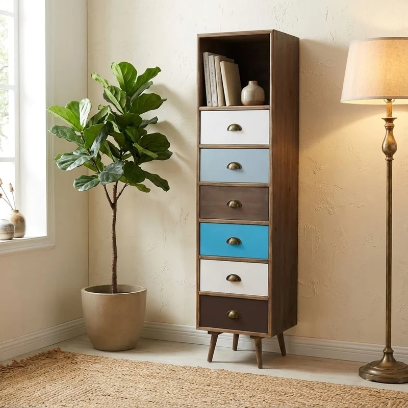 Cassettiera per soggiorno Industrial in Legno cm 40x36 5x144 - WILLY