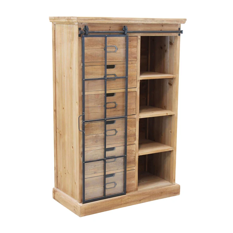 Cassettiera con anta scorrevole in Legno Metallo cm 82x39 5x123 - BRENNAN